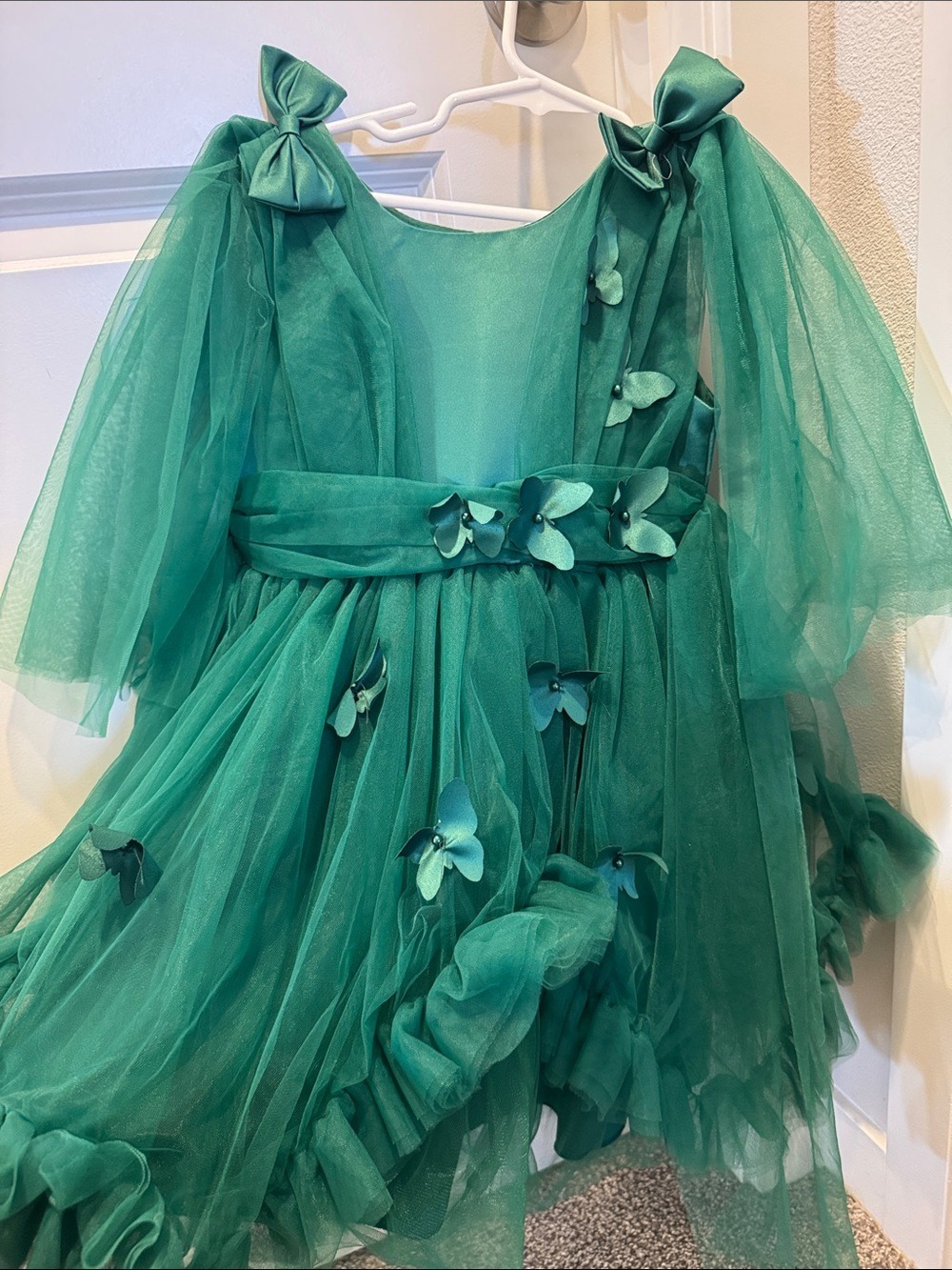 Emerald Green Tulle Butterfly  Dress - Picture 3 of 8